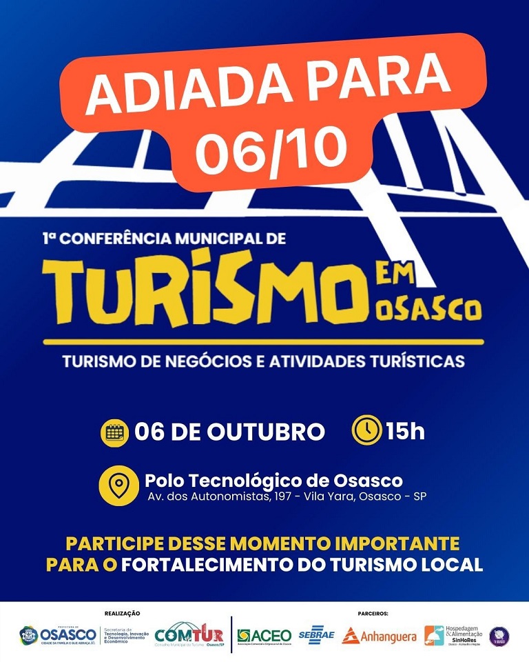 Convite para 1ª Conferência Municipal de Turismo de Osasco