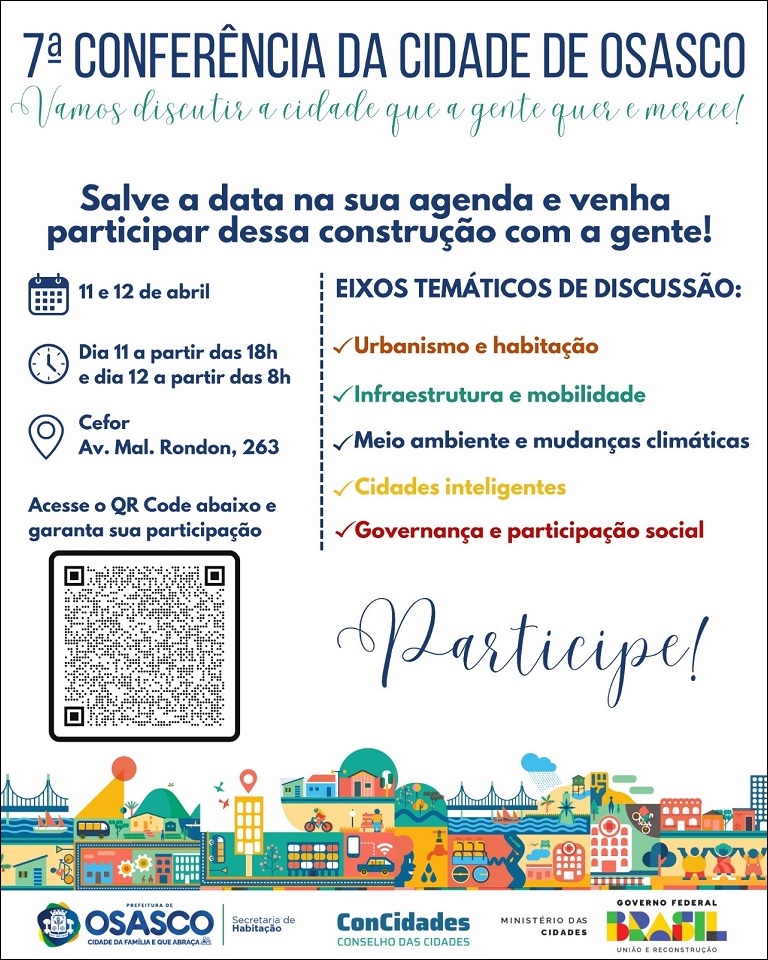 Notícia sobre a 7ª Conferência Municipal da Cidade de Osasco que acontecerá nos dias 11 e 12 de abril, publicada no IOMO 2800