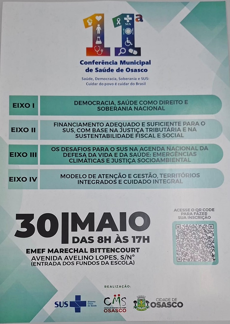 Convite para a 11ª Conferência Municipal de Saúde de Osasco