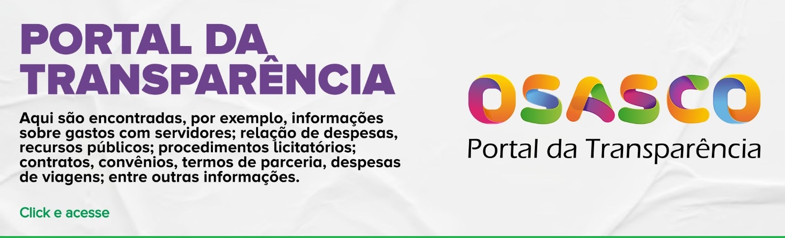 Banner sobre o Portal da Transparência