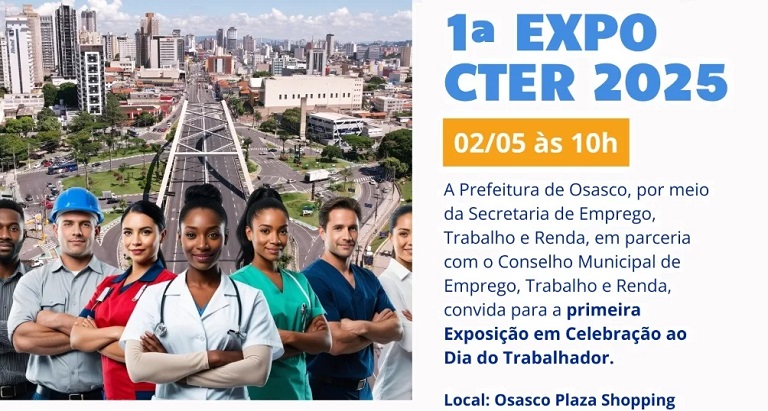 Notícia sobre a realização da 1ª Expo CTER em alusão ao Dia do Trabalhador, publicada no dia 28/04/2025